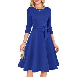 Women's Royal 3/4 Sleeve Vintage Flattering A-line Vintage Cocktail Dresses